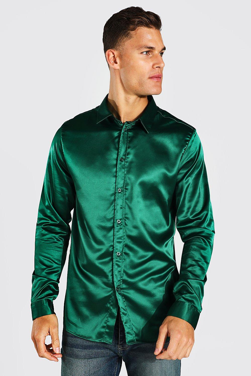 Green silk dress discount shirt